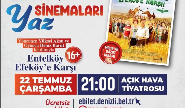 Denizli'de sinema gecesi: Yüksel Aksu ve Deniz Barut Ziya Tıkıroğlu Açık Hava Tiyatrosu'nda!