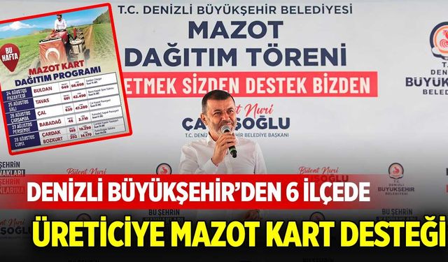 Denizli Büyükşehir’den 6 ilçede üreticiye Mazot Kart desteği