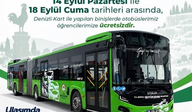 Denizli’de Öğrencilere Ulaşım Müjdesi: 14-18 Eylül’de Otobüsler Ücretsiz