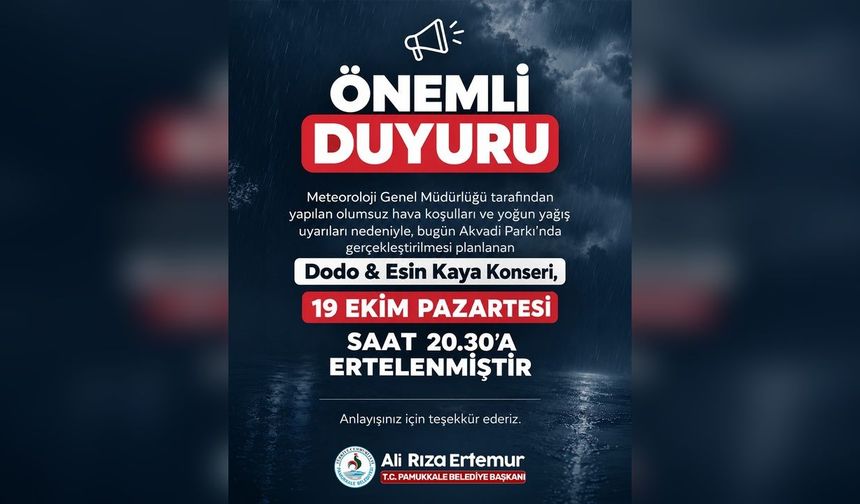 Pamukkale’de Dodo & Esin Kaya Konseri Ertelendi
